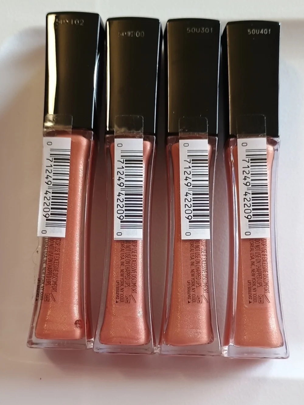 4 x L'Oreal Infallible Pro Plump Lip Gloss Hyaluronic Acid 610 Nude Twinkle